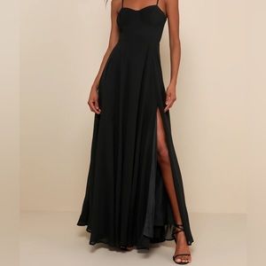 Brand New Black Pleated Bustier Maxi Dress